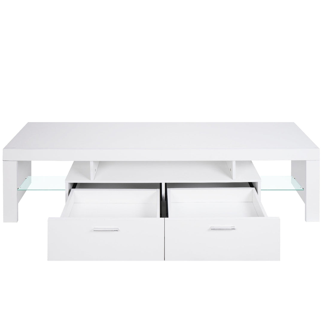 Modern LED TV Stand with Storage Drawer Entertainment Center for Up to 75 Inch Gaming Living Room Bedroom Image 10