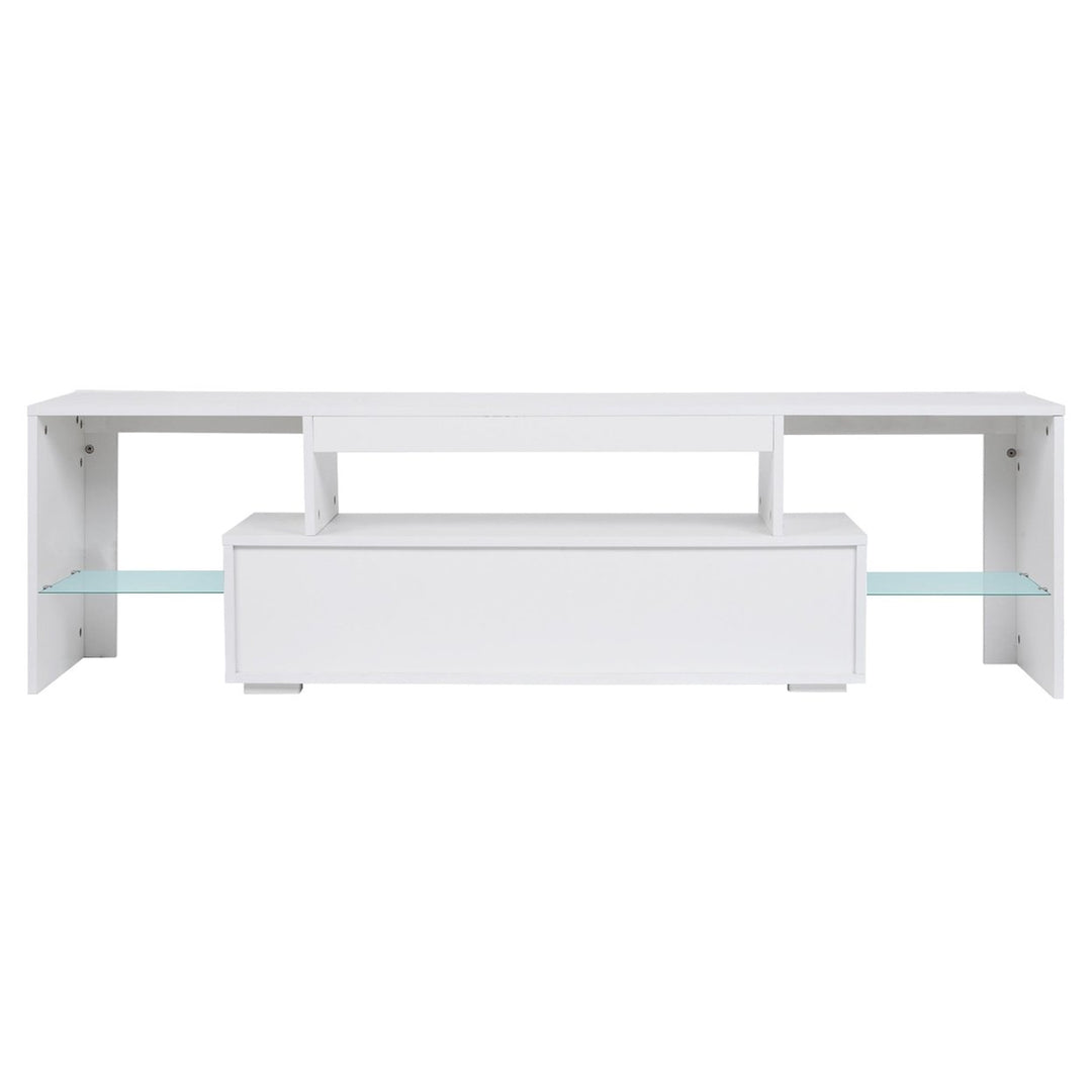 Modern LED TV Stand with Storage Drawer Entertainment Center for Up to 75 Inch Gaming Living Room Bedroom Image 11