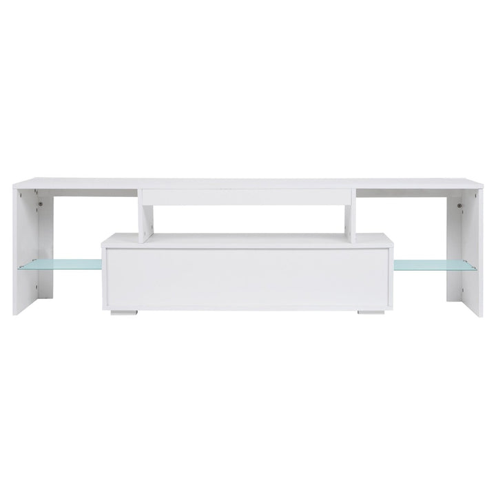 Modern LED TV Stand with Storage Drawer Entertainment Center for Up to 75 Inch Gaming Living Room Bedroom Image 11