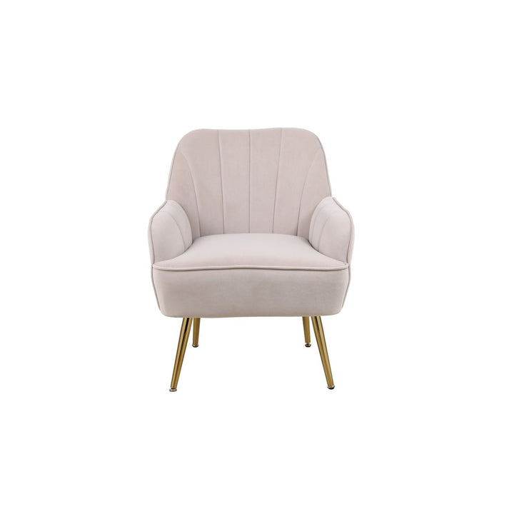 Modern Mid Century Velvet Sherpa Armchair for Living Room Bedroom Office Easy Assembly Beige Image 10