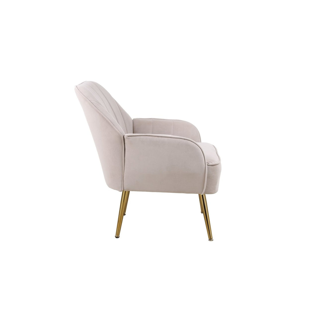 Modern Mid Century Velvet Sherpa Armchair for Living Room Bedroom Office Easy Assembly Beige Image 11