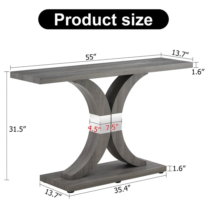 Modern Minimalist Gray Wood Foyer Table MDF Top Stainless Steel Bracket Stylish Entryway Furniture Image 9