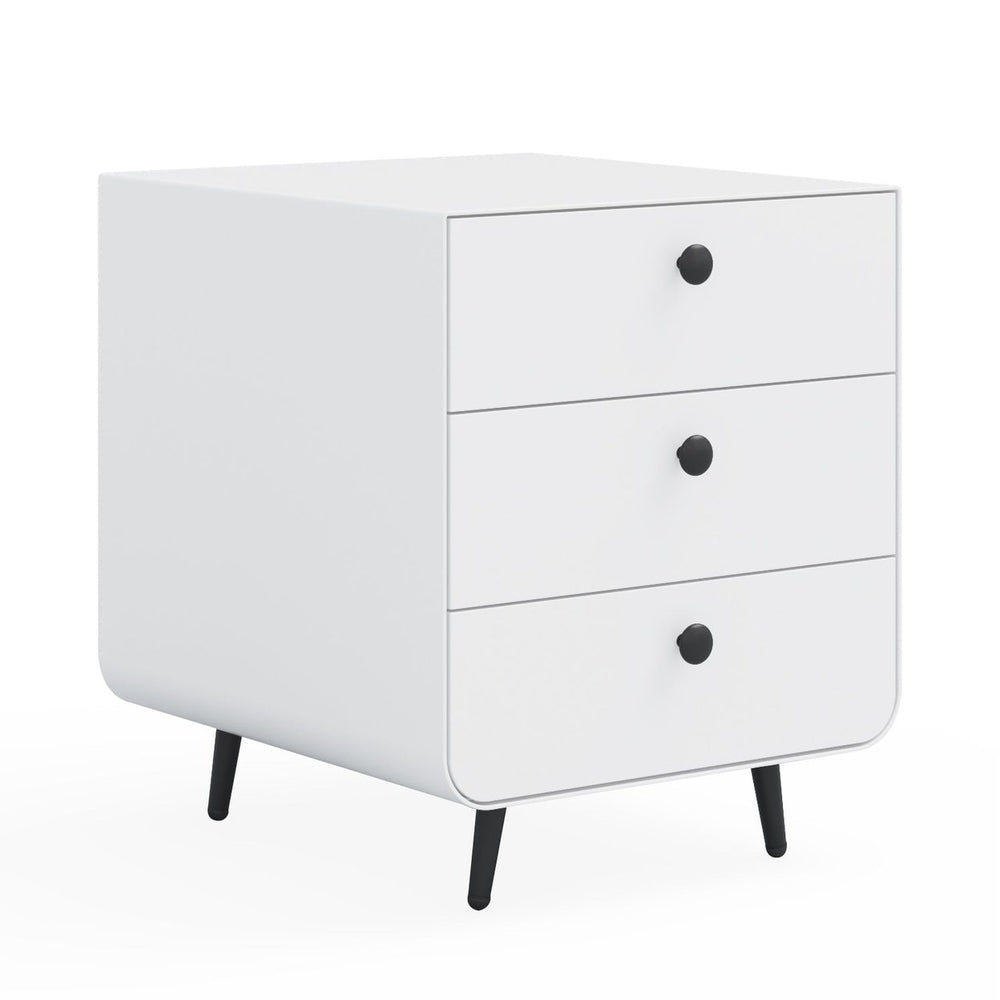 Modern Night Stand Storage Cabinet with 3 Drawers Steel Bedside Furniture Circular Handle for Living Room Bedroom Image 2