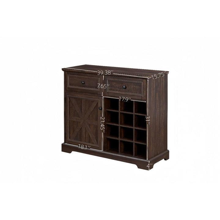 Farmhouse Style Buffet Cabinet with Storage Sideboard and Removable Wine Racks for Kitchen Dining Room Espresso Finish Image 9