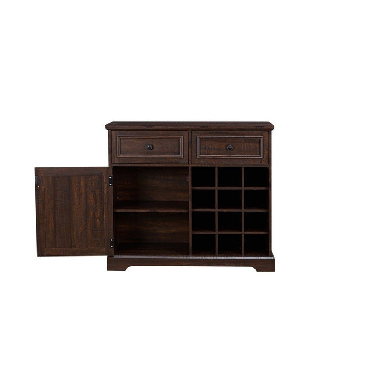 Farmhouse Style Buffet Cabinet with Storage Sideboard and Removable Wine Racks for Kitchen Dining Room Espresso Finish Image 10