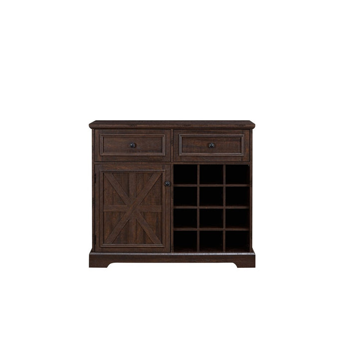 Farmhouse Style Buffet Cabinet with Storage Sideboard and Removable Wine Racks for Kitchen Dining Room Espresso Finish Image 11