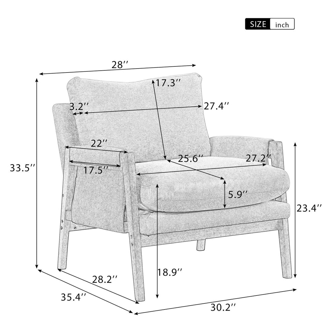 Mid-Century Modern Velvet Accent Chair Solid Wood Leisure Chair Thick Seat Cushion for Living Room Bedroom Studio White Image 2