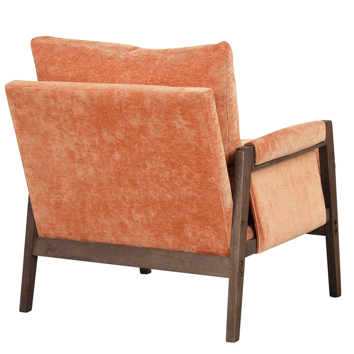 Mid-Century Modern Velvet Accent Chair Solid Wood Thick Cushion for Living Room Bedroom Studio Orange Image 12