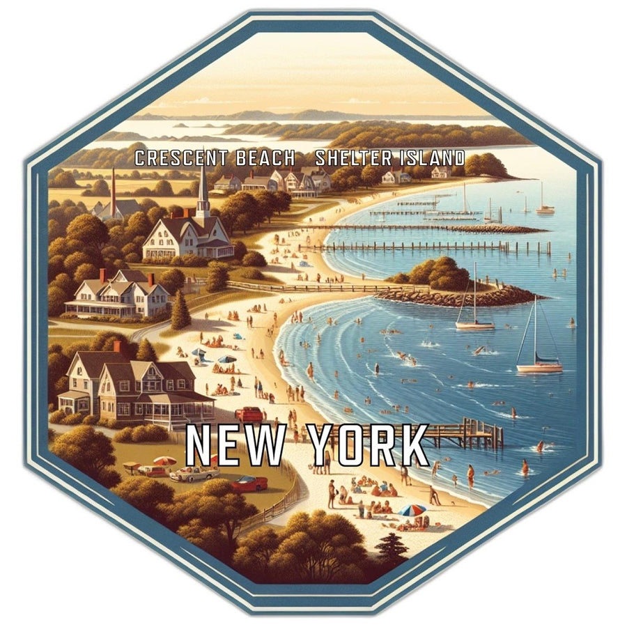 Crescent Beach Shelter Island York Travel Destination Souvenir Vinyl Decal Sticker Image 1