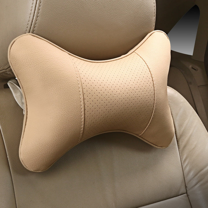 Soft Car Neck Pillows Both Side Front Back PU Leather 1pcs Pack Headrest for Head Pain Relief Filled Fiber Universal Car Image 1