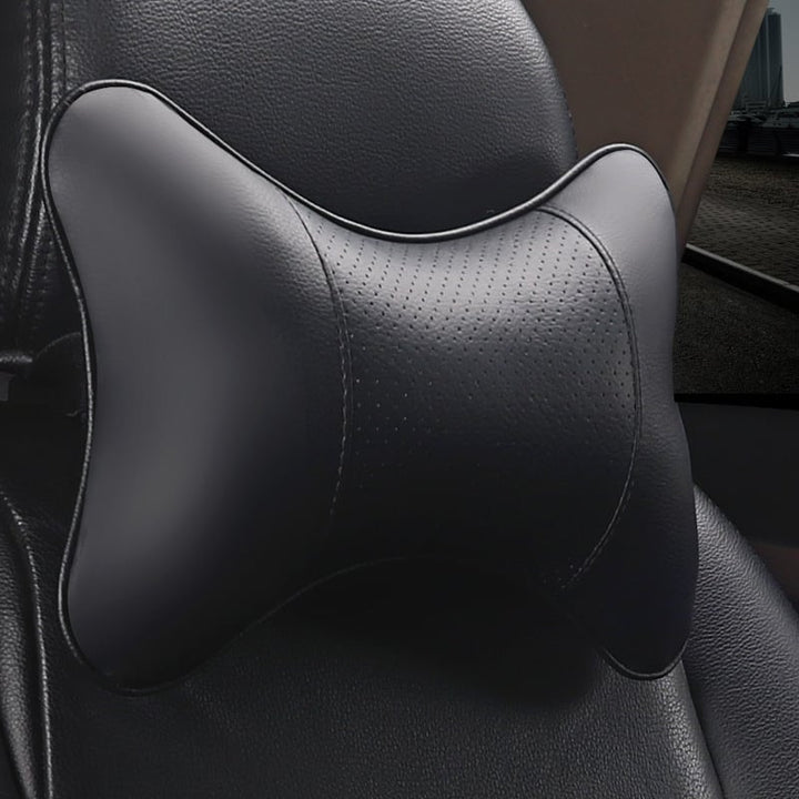 Soft Car Neck Pillows Both Side Front Back PU Leather 1pcs Pack Headrest for Head Pain Relief Filled Fiber Universal Car Image 1