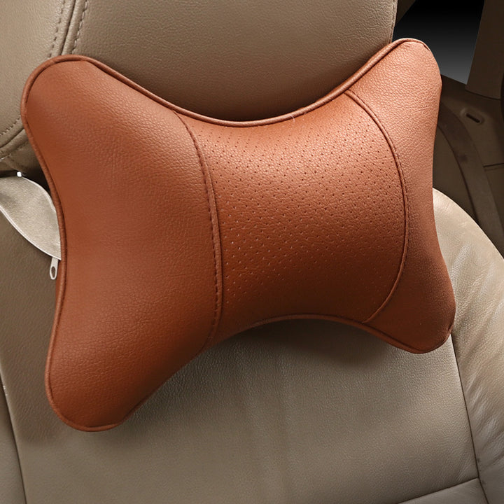 Soft Car Neck Pillows Both Side Front Back PU Leather 1pcs Pack Headrest for Head Pain Relief Filled Fiber Universal Car Image 3