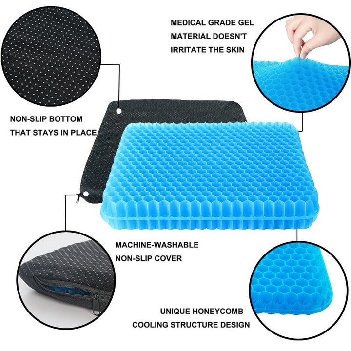 Gel Seat Cushion Summer Breathable Honeycomb Design For Pressure Relief Back Tailbone Pain - Home Office Wheelchair Image 5