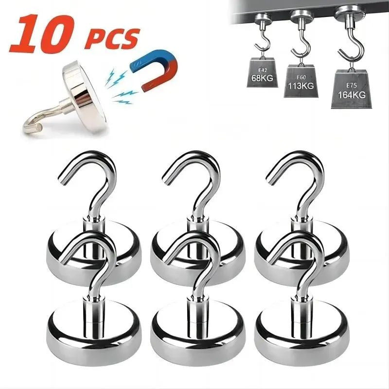 10PCS Strong Magnetic Hooks  Multi-Purpose Storage for Home, Kitchen, and Bathroom Image 1