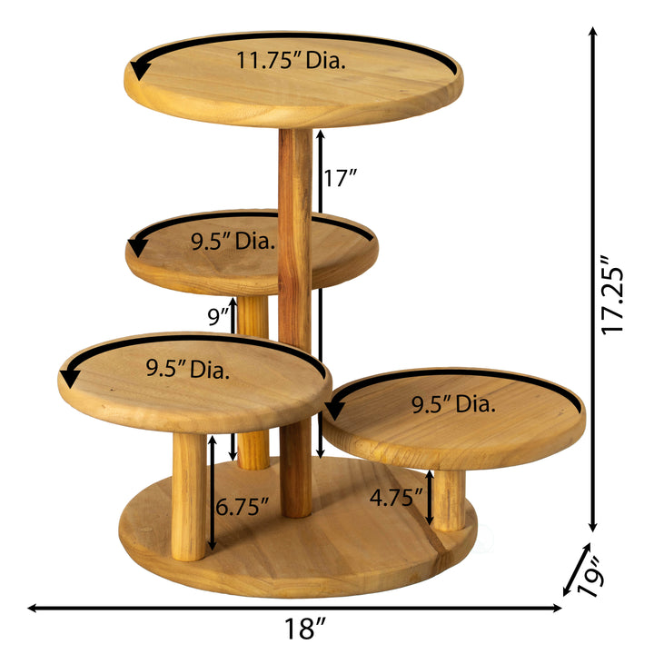 Multi Purpose 4-Tier Round Wooden Cake Stand and Charcuterie Boards  Perfect Tiered Tray Display for Desserts, Snacks, Image 4