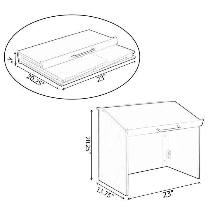 Foldable Portable Podium 22" for Church School Office Home Durable Wood Image 3