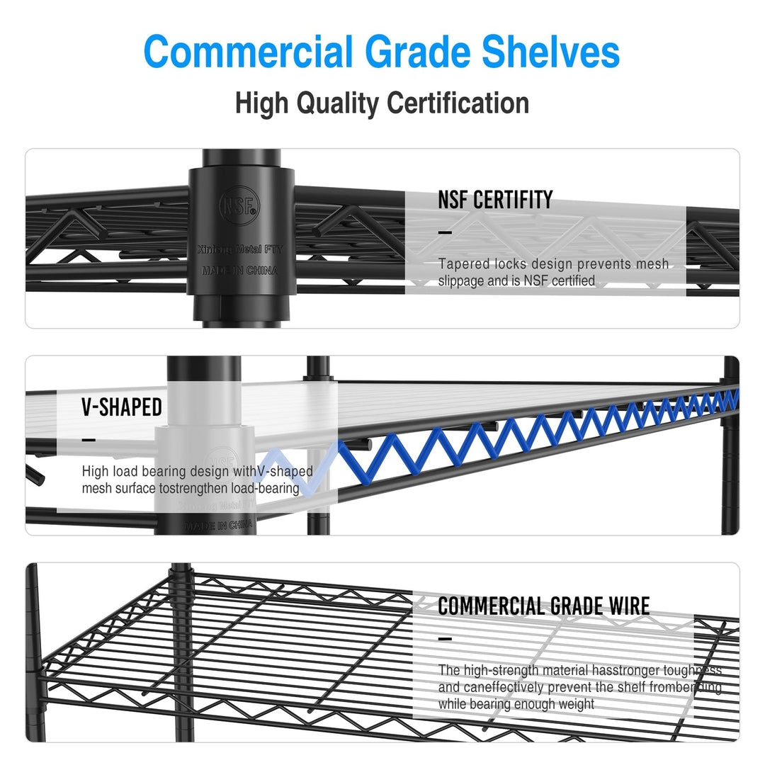 3 Tier Heavy Duty Wire Shelving Unit 1050 LBS Capacity Adjustable Metal Garage Storage Rack Black Image 4