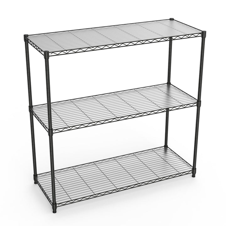 3 Tier Heavy Duty Wire Shelving Unit 1050 LBS Capacity Adjustable Metal Garage Storage Rack Black Image 6