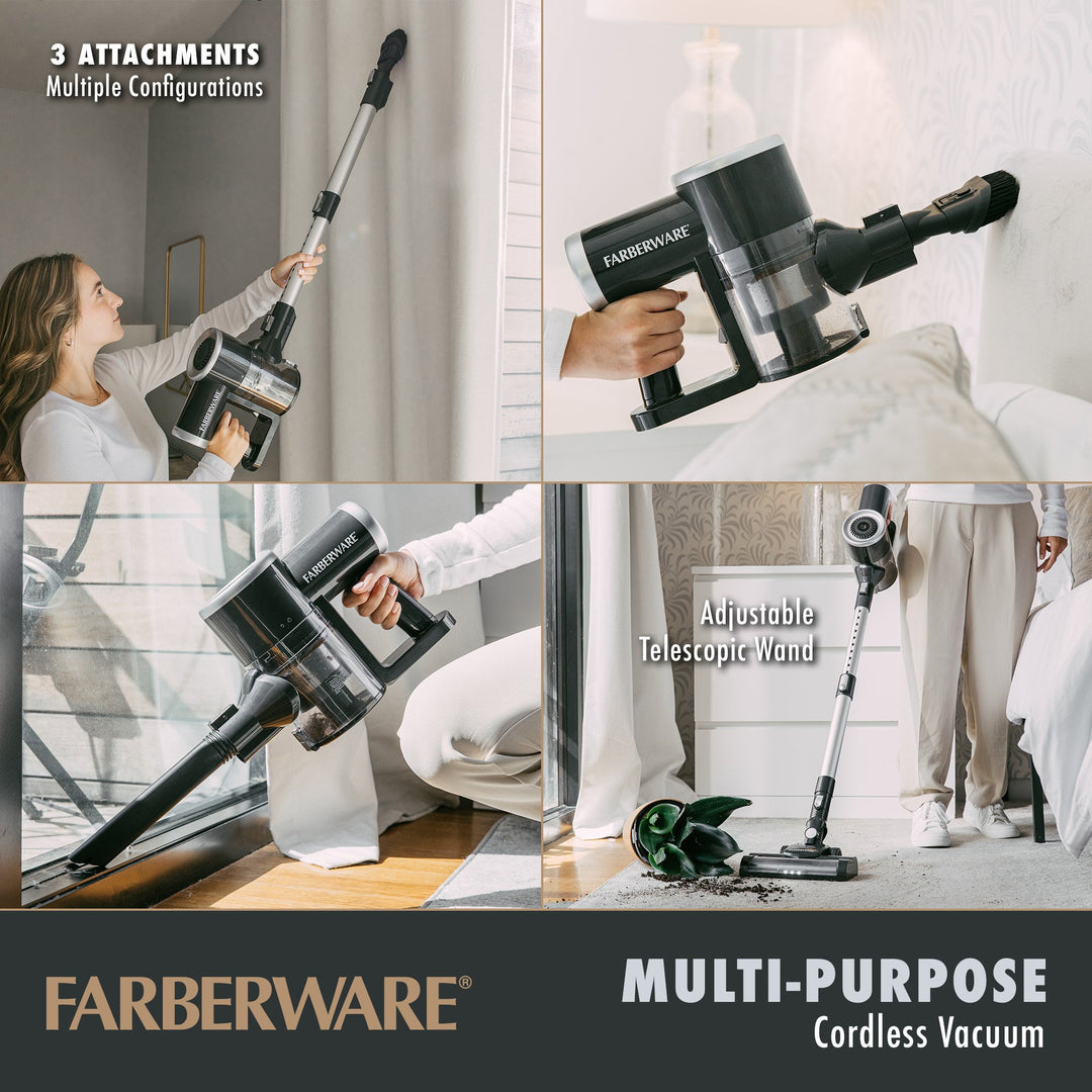 Farberware Cordless Pro Stick Vacuum Cleaner, Powerful Suction with 2 Speeds for Carpet and Hard Floors, Converts to Image 2