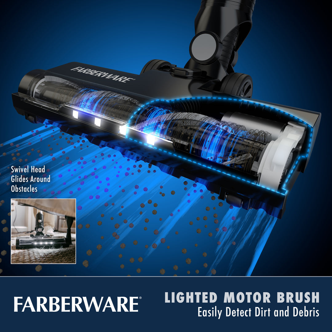 Farberware Classic Stick Vacuum Cleaner, Powerful Suction and Lighted Motor Brush for Carpet and Hard Floors, Converts Image 3