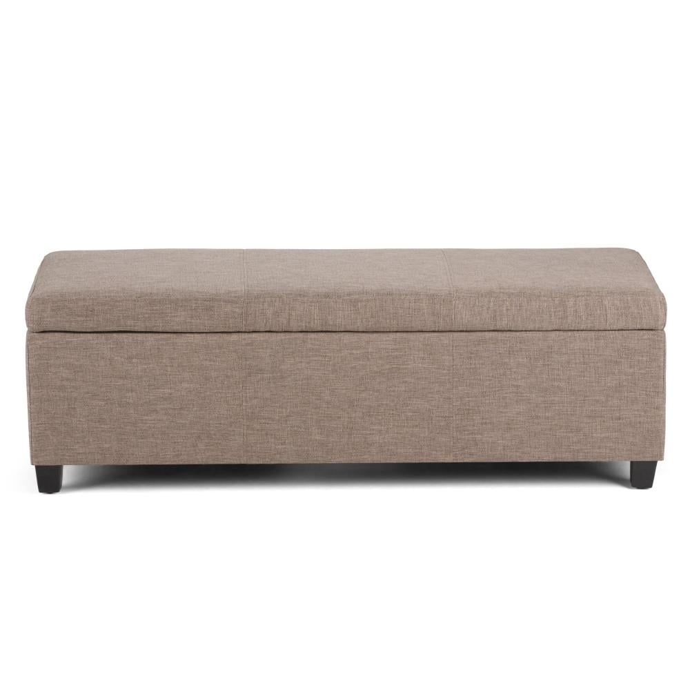 Avalon Storage Ottoman Linen 48 Inch Large Rectangular Bench Furniture Image 2