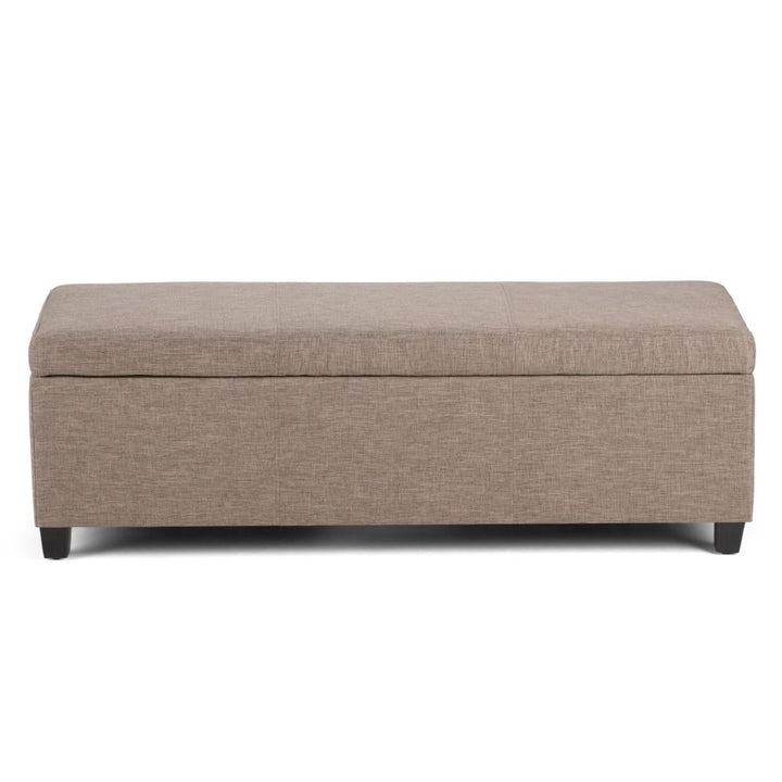 Avalon Storage Ottoman Linen 48 Inch Large Rectangular Bench Furniture Image 1