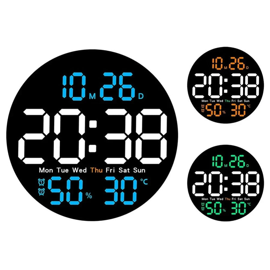 10-Inch LED Digital Wall Clock with Remote, Auto Dimming, Alarm, Temperature, Humidity, Date, Week Display for Home, Image 1