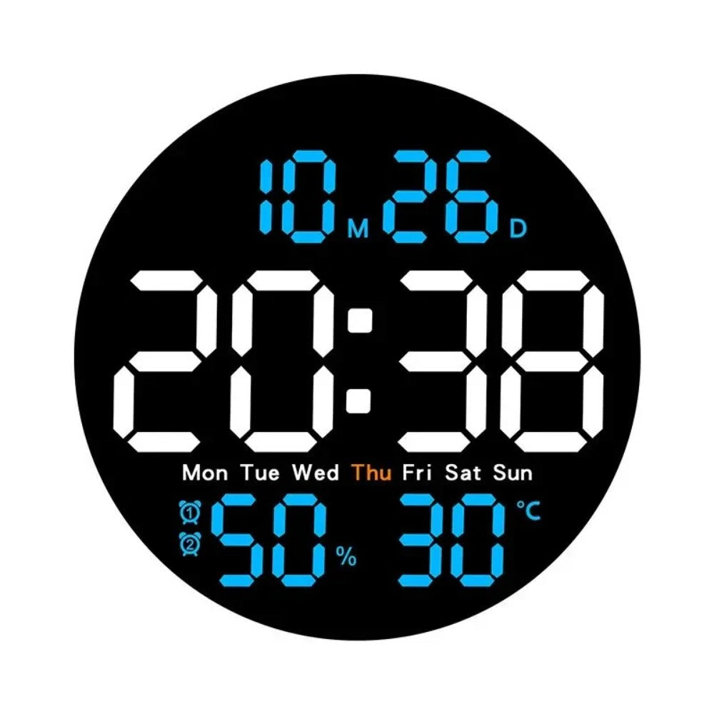 10-Inch LED Digital Wall Clock with Remote, Auto Dimming, Alarm, Temperature, Humidity, Date, Week Display for Home, Image 2