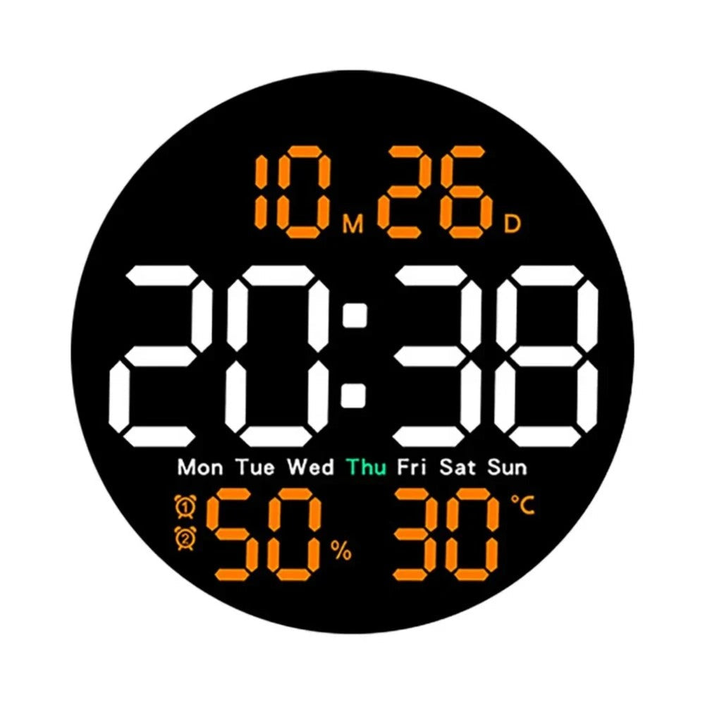 10-Inch LED Digital Wall Clock with Remote, Auto Dimming, Alarm, Temperature, Humidity, Date, Week Display for Home, Image 3