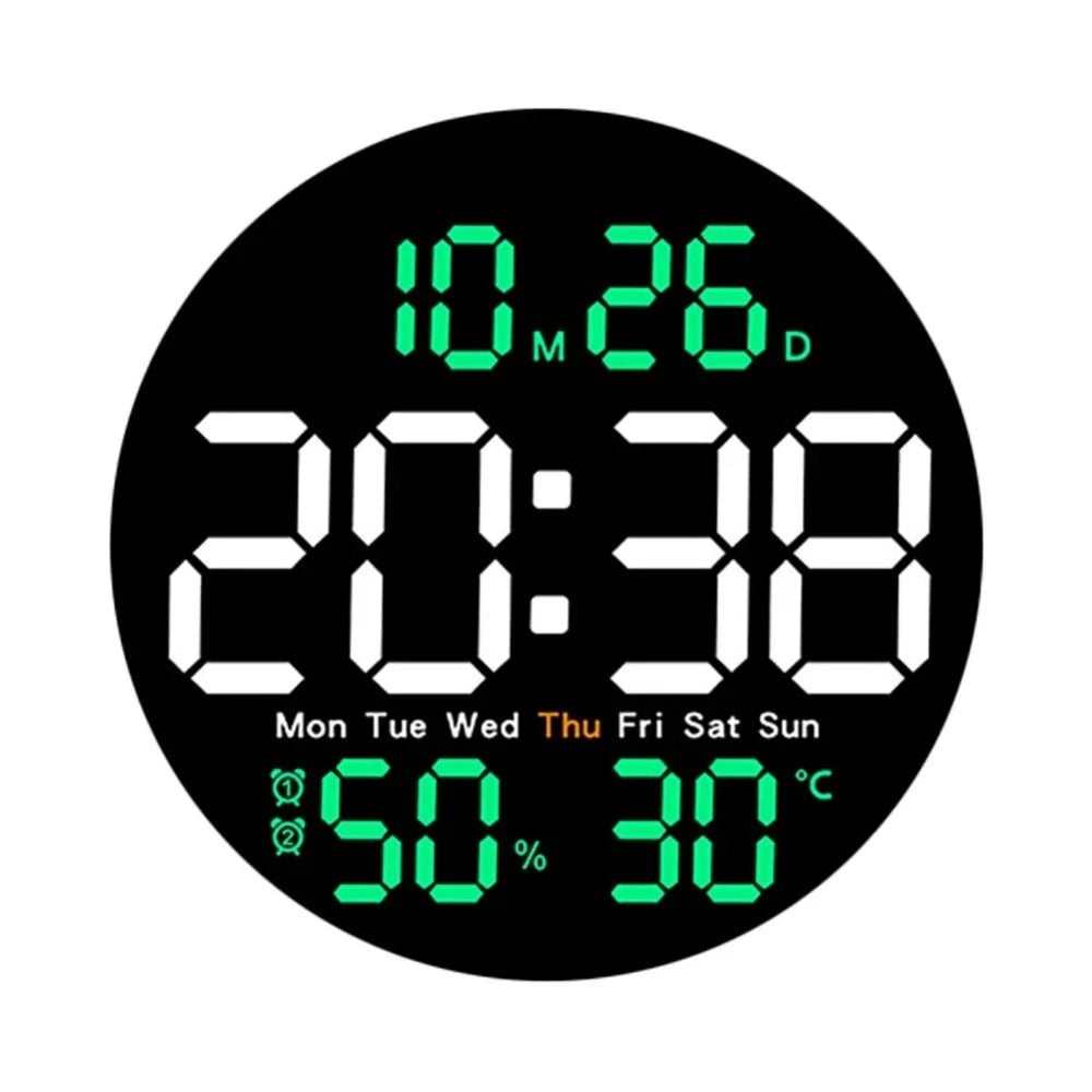 10-Inch LED Digital Wall Clock with Remote, Auto Dimming, Alarm, Temperature, Humidity, Date, Week Display for Home, Image 4