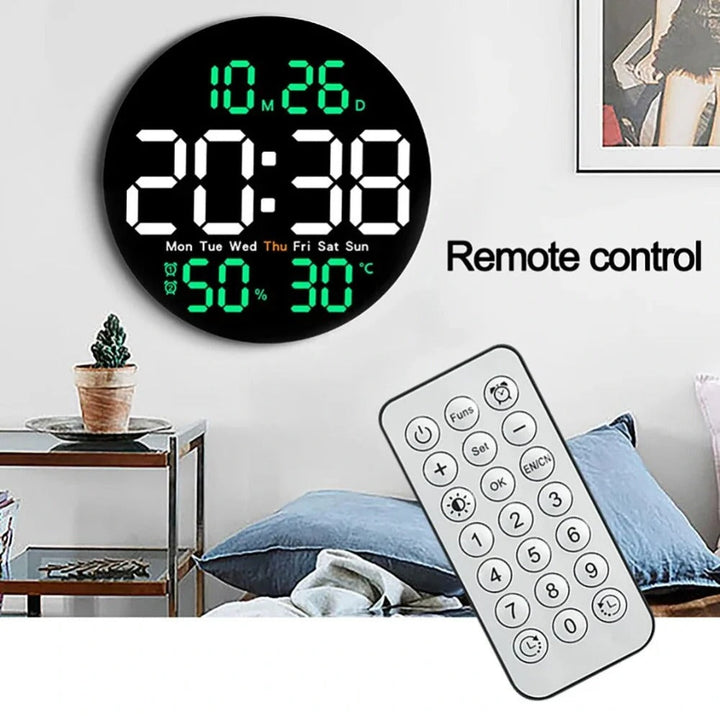 10-Inch LED Digital Wall Clock with Remote, Auto Dimming, Alarm, Temperature, Humidity, Date, Week Display for Home, Image 10