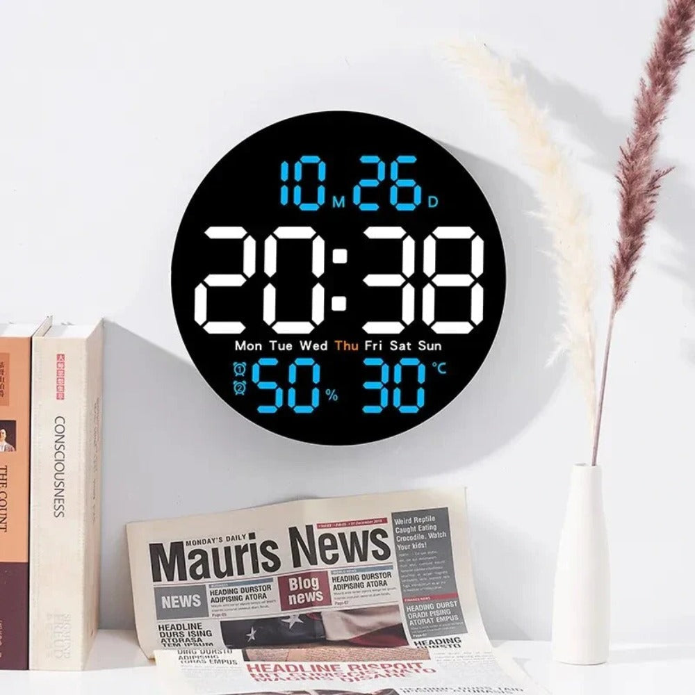 10-Inch LED Digital Wall Clock with Remote, Auto Dimming, Alarm, Temperature, Humidity, Date, Week Display for Home, Image 11