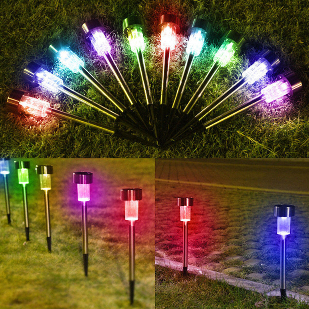 12PCS Solar Lights Outdoor Pathway Garden Stainless Steel LED Lights Waterproof Landscape Lighting Lawn Patio Yard Image 7