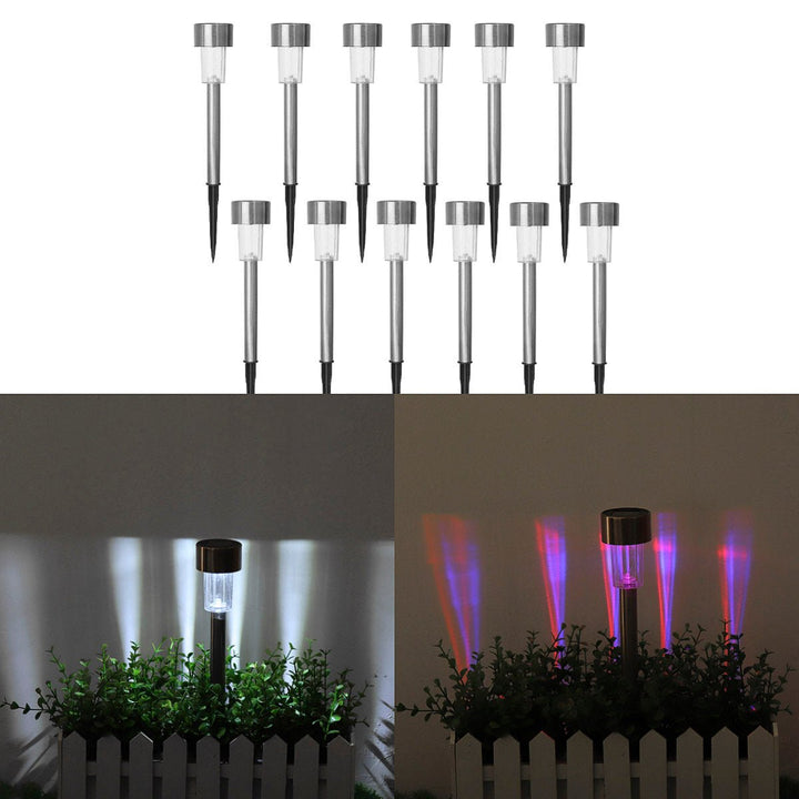 12PCS Solar Lights Outdoor Pathway Garden Stainless Steel LED Lights Waterproof Landscape Lighting Lawn Patio Yard Image 11