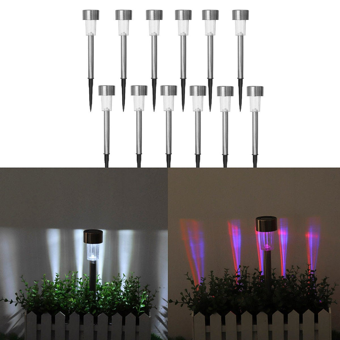 12PCS Solar Lights Outdoor Pathway Garden Stainless Steel LED Lights Waterproof Landscape Lighting Lawn Patio Yard Image 1