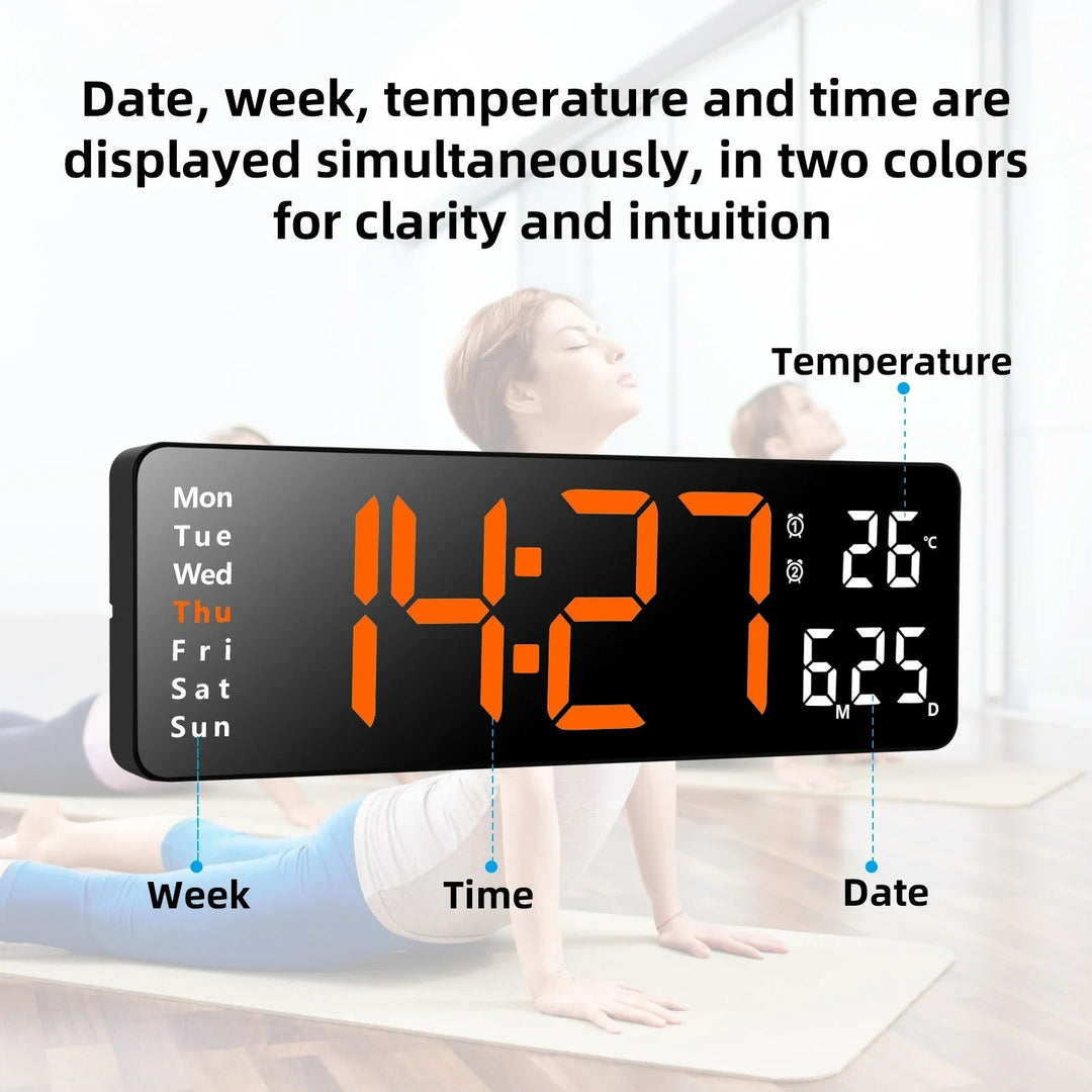 13-Inch LED Digital Wall Clock with Remote, Auto Brightness, Temperature, Date, Week Display - Ideal for Home, Office, Image 5