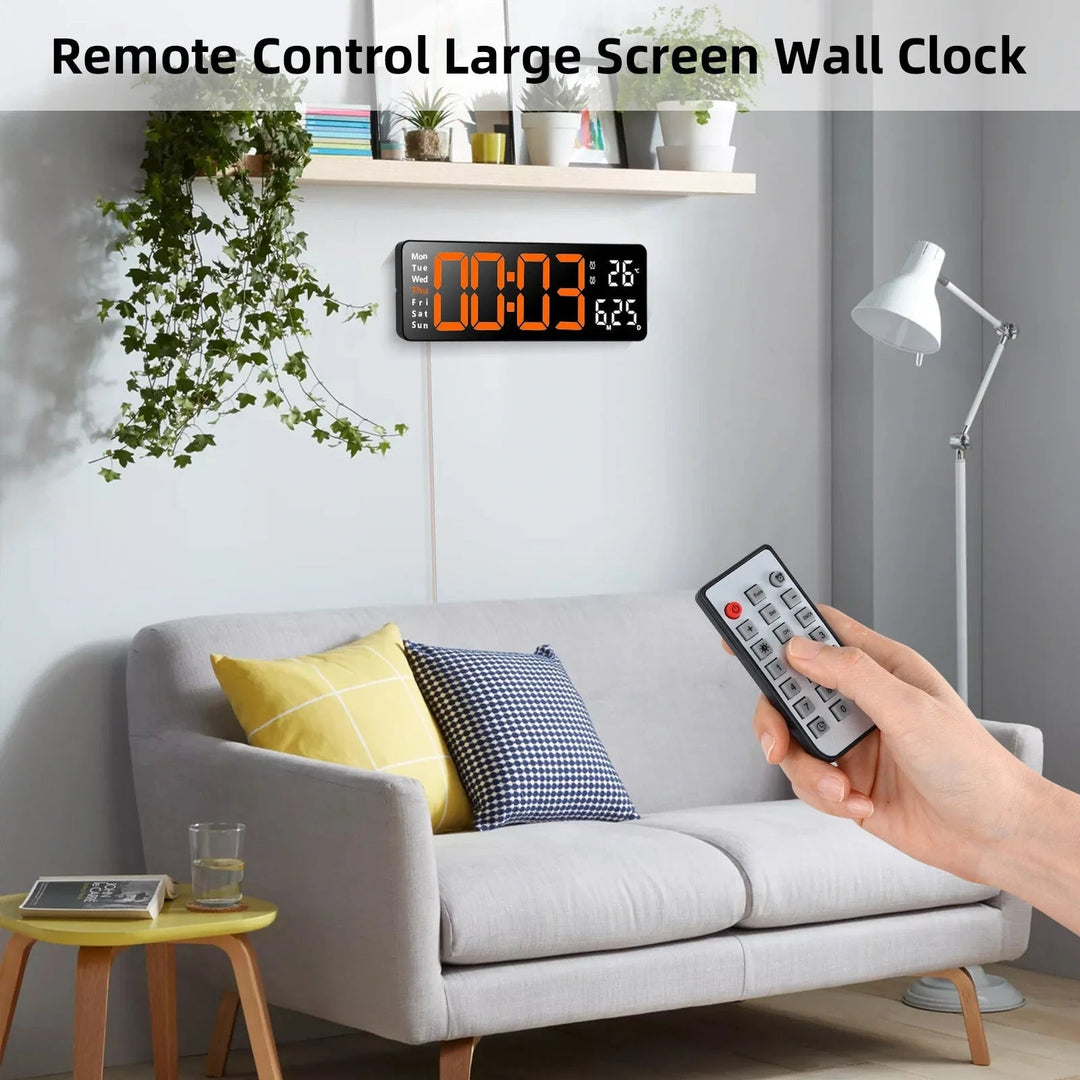 13-Inch LED Digital Wall Clock with Remote, Auto Brightness, Temperature, Date, Week Display - Ideal for Home, Office, Image 9