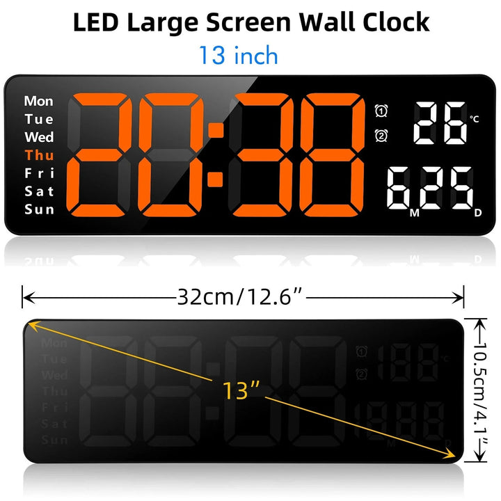 13-Inch LED Digital Wall Clock with Remote, Auto Brightness, Temperature, Date, Week Display - Ideal for Home, Office, Image 11