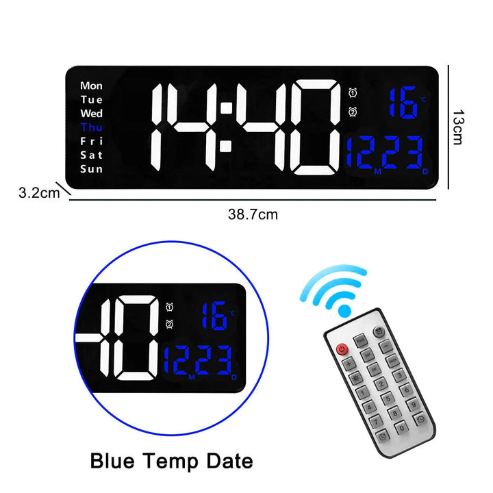 16-Inch LED Digital Wall Clock with Remote, Auto Brightness, Temperature, Date, Week Display - Ideal for Home, Office, Image 3