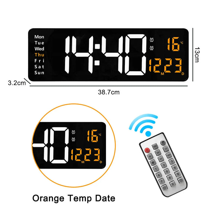 16-Inch LED Digital Wall Clock with Remote, Auto Brightness, Temperature, Date, Week Display - Ideal for Home, Office, Image 4