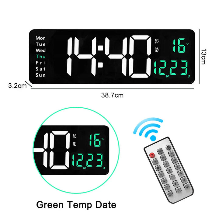 16-Inch LED Digital Wall Clock with Remote, Auto Brightness, Temperature, Date, Week Display - Ideal for Home, Office, Image 5