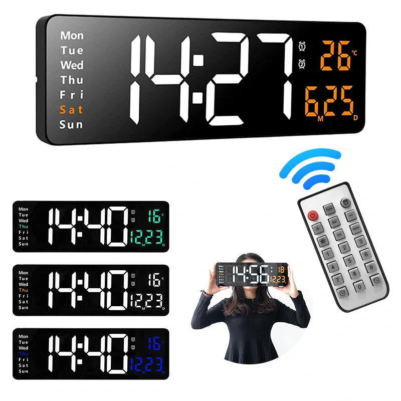 16-Inch LED Digital Wall Clock with Remote, Auto Brightness, Temperature, Date, Week Display - Ideal for Home, Office, Image 6