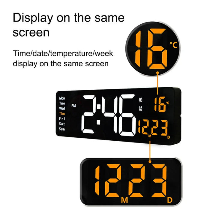 16-Inch LED Digital Wall Clock with Remote, Auto Brightness, Temperature, Date, Week Display - Ideal for Home, Office, Image 7