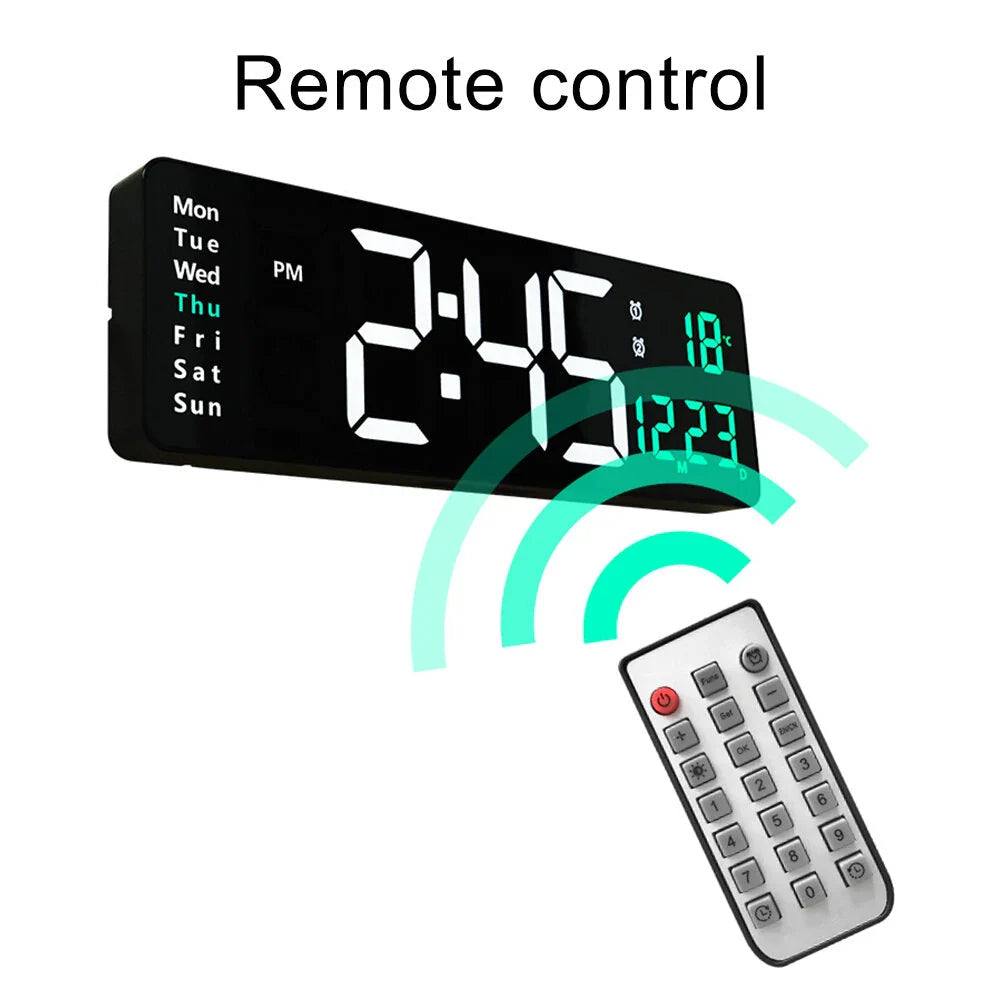 16-Inch LED Digital Wall Clock with Remote, Auto Brightness, Temperature, Date, Week Display - Ideal for Home, Office, Image 8