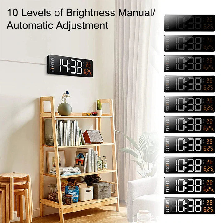 16-Inch LED Digital Wall Clock with Remote, Auto Brightness, Temperature, Date, Week Display - Ideal for Home, Office, Image 9