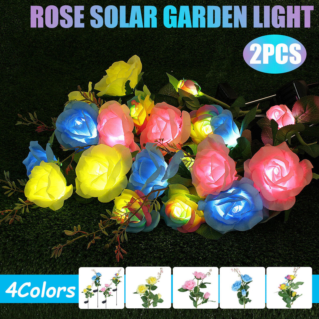 1PC/2PCS LED Solar Lawn Light Simulation Flower Lamp Discoloration Ball-flower Outdoor Yard Lighting Image 3