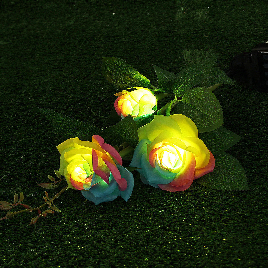 1PC/2PCS LED Solar Lawn Light Simulation Flower Lamp Discoloration Ball-flower Outdoor Yard Lighting Image 4