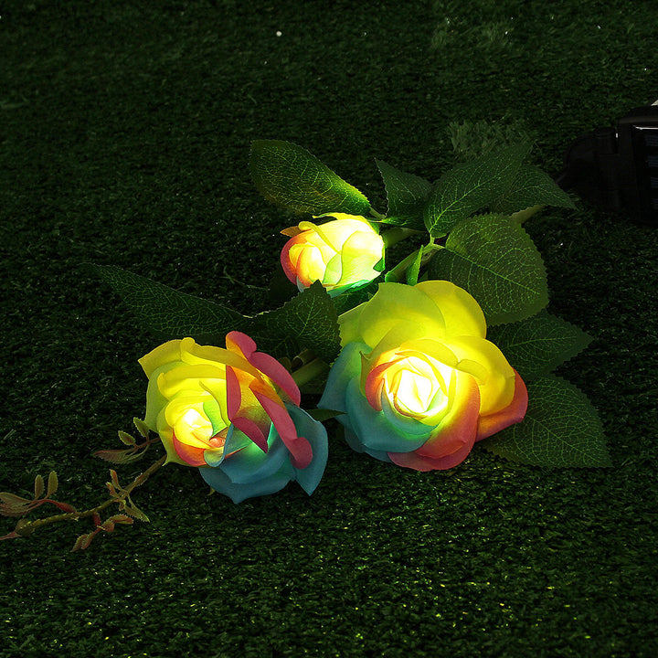 1PC/2PCS LED Solar Lawn Light Simulation Flower Lamp Discoloration Ball-flower Outdoor Yard Lighting Image 4