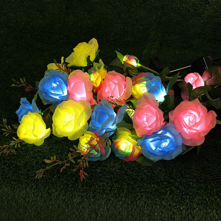 1PC/2PCS LED Solar Lawn Light Simulation Flower Lamp Discoloration Ball-flower Outdoor Yard Lighting Image 8