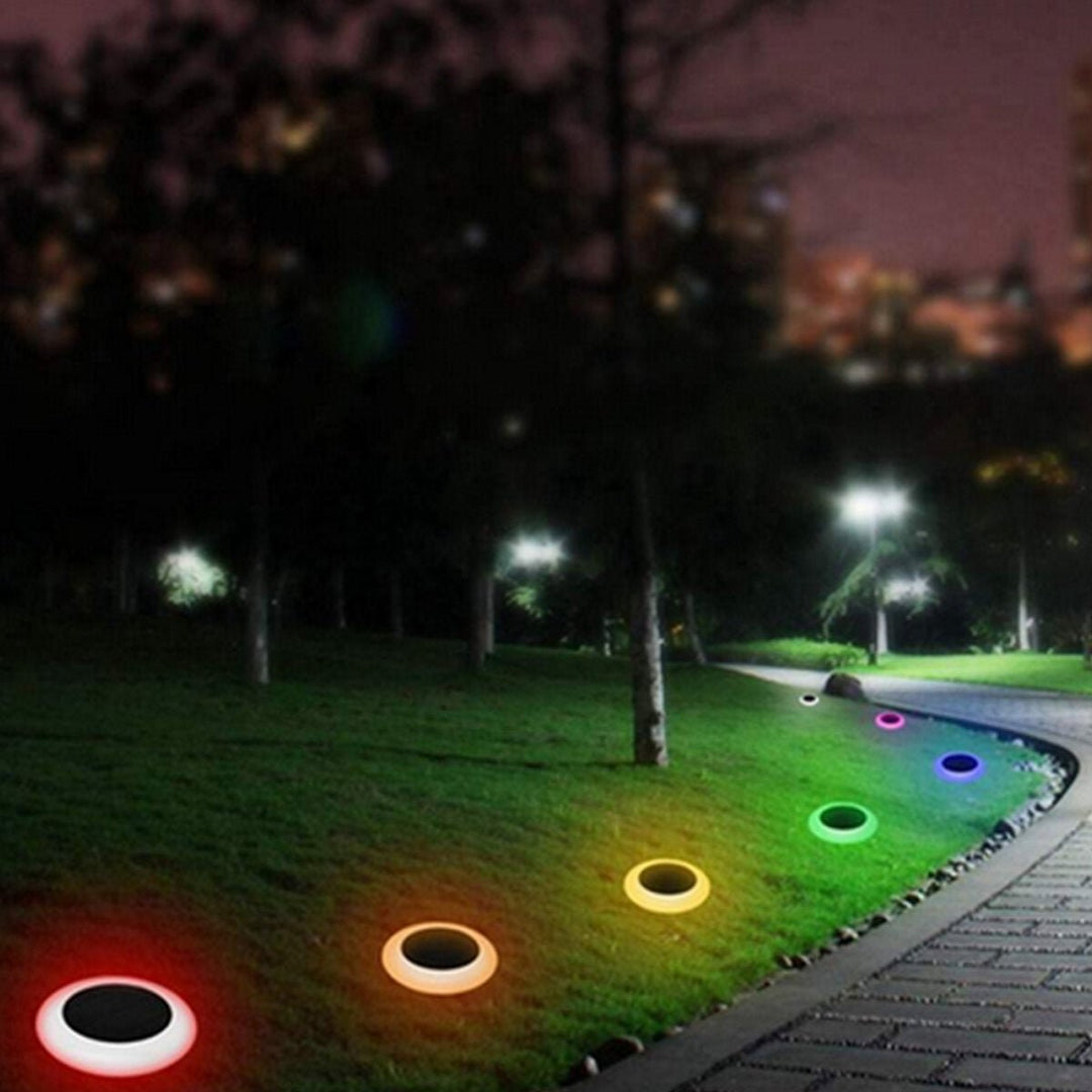 2/4 Pcs LED Solar Powered Ground Lawn Light RGB Floor Decking Garden Pathway Outdoor Yard Lamp Waterproof Image 3